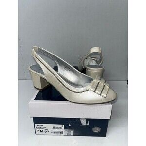 Karen Scott Women's Lanna White Pearl Bow Slingback Slip On Pumps Heels Sz 7M